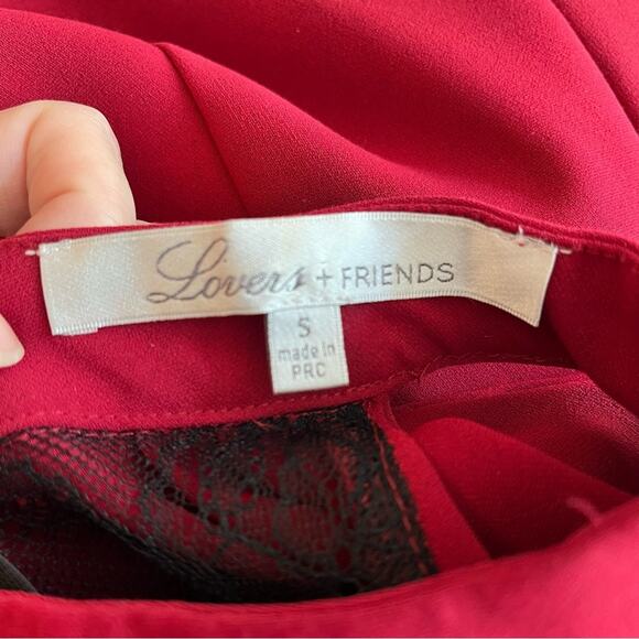 LOVERS + FRIENDS nicki romper in red cranberry black lace back size small - Picture 5 of 7